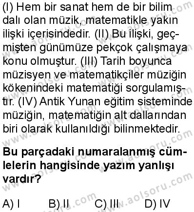 Seçmeli Türk Dili ve Edebiyatı 3 Dersi 2025-2026 yılı 2. Dönem sınavı 6. Soru