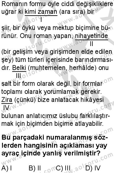 Seçmeli Türk Dili ve Edebiyatı 4 Dersi 2025-2026 yılı 2. Dönem sınavı 1. Soru