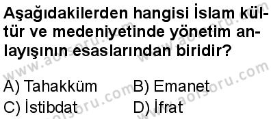 İslam Kültür ve Medeniyeti 1 Dersi 2025-2026 yılı 2. Dönem sınavı 4. Soru