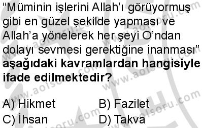 İslam Kültür ve Medeniyeti 1 Dersi 2025-2026 yılı 2. Dönem sınavı 6. Soru