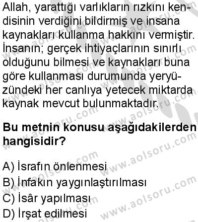 İslam Kültür ve Medeniyeti 1 Dersi 2025-2026 yılı 2. Dönem sınavı 7. Soru