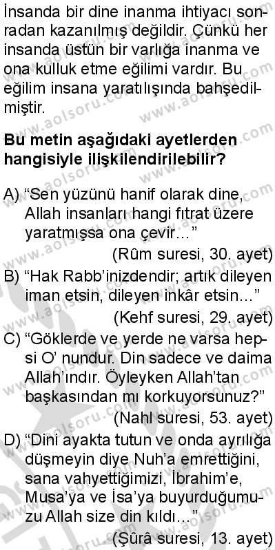 Akaid 1 Dersi 2025-2026 yılı 2. Dönem sınavı 1. Soru