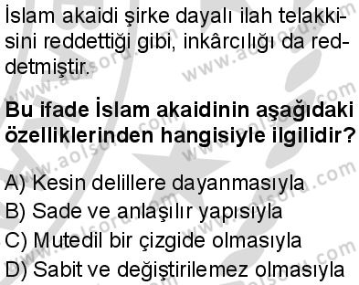 Akaid 1 Dersi 2025-2026 yılı 2. Dönem sınavı 2. Soru
