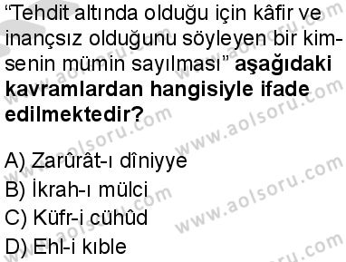 Akaid 1 Dersi 2025-2026 yılı 2. Dönem sınavı 3. Soru