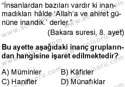 Akaid 1 Dersi 2025-2026 yılı 2. Dönem sınavı 4. Soru