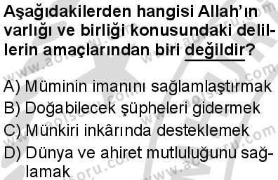 Akaid 1 Dersi 2025-2026 yılı 2. Dönem sınavı 6. Soru