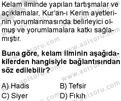 Kelam 1 Dersi 2025-2026 yılı 2. Dönem sınavı 3. Soru