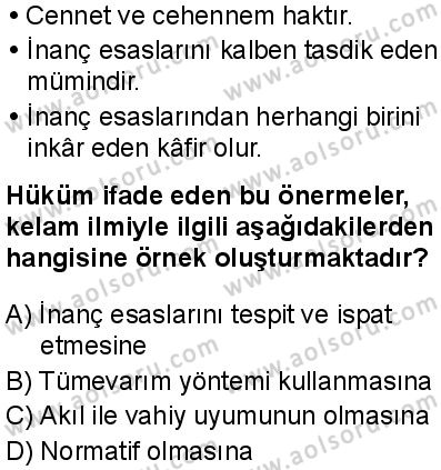 Kelam 1 Dersi 2025-2026 yılı 2. Dönem sınavı 4. Soru