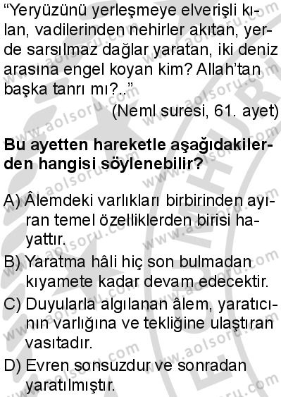 Kelam 1 Dersi 2025-2026 yılı 2. Dönem sınavı 5. Soru