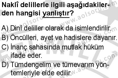 Kelam 1 Dersi 2025-2026 yılı 2. Dönem sınavı 8. Soru
