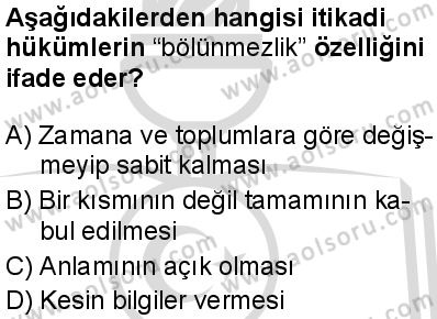 Kelam 1 Dersi 2025-2026 yılı 2. Dönem sınavı 9. Soru