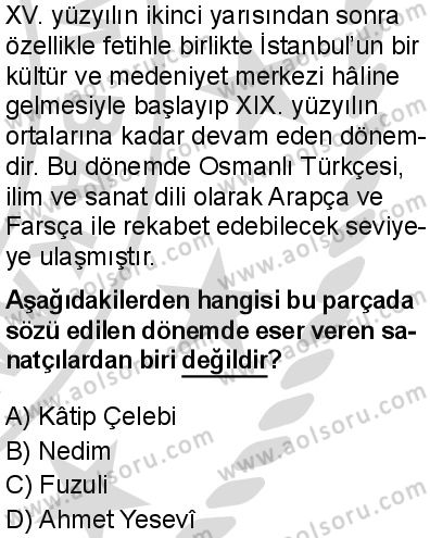 Osmanlı Türkçesi 1 Dersi 2025-2026 yılı 2. Dönem sınavı 5. Soru
