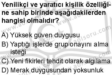 Seçmeli Girişimcilik 1 Dersi 2025-2026 yılı 2. Dönem sınavı 4. Soru