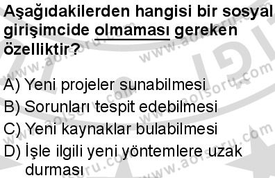 Seçmeli Girişimcilik 1 Dersi 2025-2026 yılı 2. Dönem sınavı 5. Soru