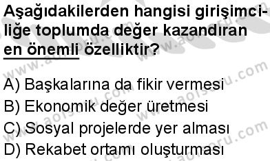 Seçmeli Girişimcilik 1 Dersi 2025-2026 yılı 2. Dönem sınavı 6. Soru