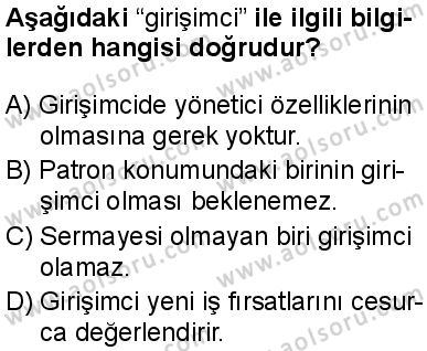 Seçmeli Girişimcilik 1 Dersi 2025-2026 yılı 2. Dönem sınavı 7. Soru