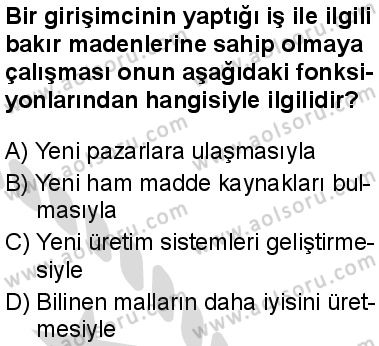 Seçmeli Girişimcilik 1 Dersi 2025-2026 yılı 2. Dönem sınavı 8. Soru