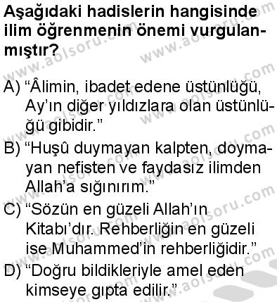 Din Kültürü ve Ahlak Bilgisi 7 Dersi 2025-2026 yılı 2. Dönem sınavı 1. Soru