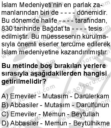 Din Kültürü ve Ahlak Bilgisi 7 Dersi 2025-2026 yılı 2. Dönem sınavı 2. Soru
