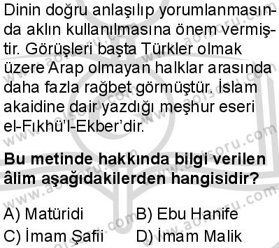 Din Kültürü ve Ahlak Bilgisi 7 Dersi 2025-2026 yılı 2. Dönem sınavı 7. Soru