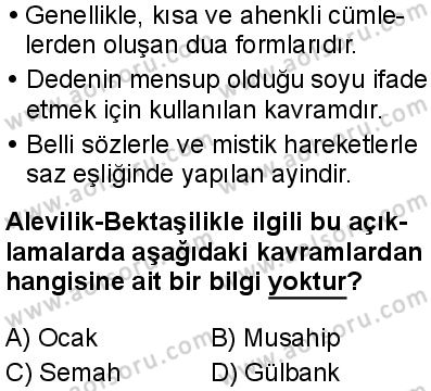 Din Kültürü ve Ahlak Bilgisi 7 Dersi 2025-2026 yılı 2. Dönem sınavı 10. Soru