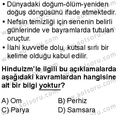 Din Kültürü ve Ahlak Bilgisi 8 Dersi 2025-2026 yılı 2. Dönem sınavı 6. Soru