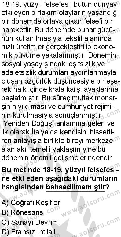 Felsefe 4 Dersi 2025-2026 yılı 2. Dönem sınavı 1. Soru