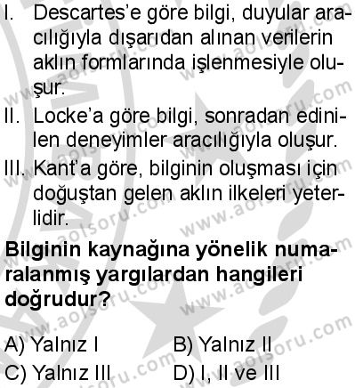 Felsefe 4 Dersi 2025-2026 yılı 2. Dönem sınavı 2. Soru