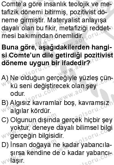 Felsefe 4 Dersi 2025-2026 yılı 2. Dönem sınavı 6. Soru