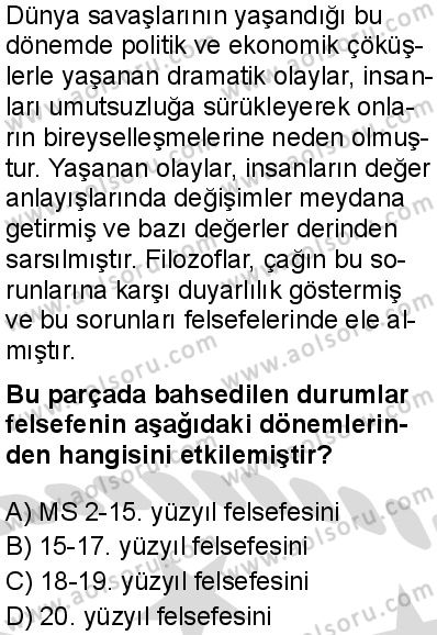 Felsefe 4 Dersi 2025-2026 yılı 2. Dönem sınavı 7. Soru