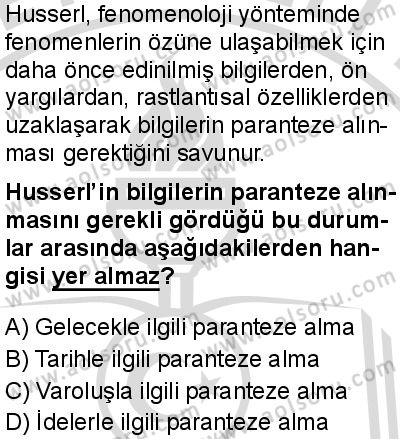 Felsefe 4 Dersi 2025-2026 yılı 2. Dönem sınavı 8. Soru
