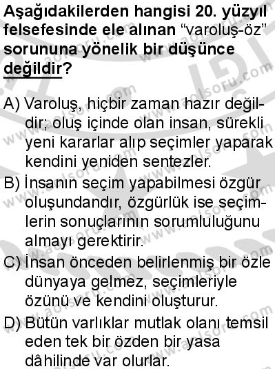 Felsefe 4 Dersi 2025-2026 yılı 2. Dönem sınavı 9. Soru