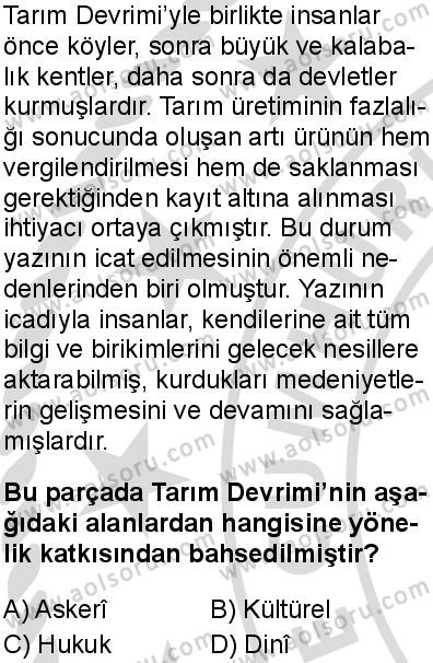Tarih 1 Dersi 2025-2026 yılı 2. Dönem sınavı 5. Soru