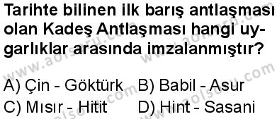 Tarih 1 Dersi 2025-2026 yılı 2. Dönem sınavı 8. Soru