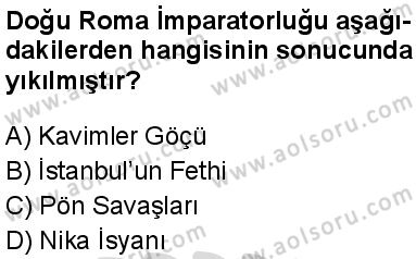 Tarih 1 Dersi 2025-2026 yılı 2. Dönem sınavı 9. Soru