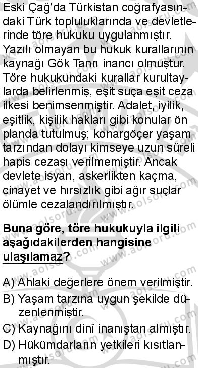 Tarih 1 Dersi 2025-2026 yılı 2. Dönem sınavı 10. Soru
