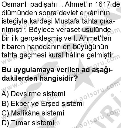 Seçmeli Tarih 1 Dersi 2025-2026 yılı 2. Dönem sınavı 7. Soru
