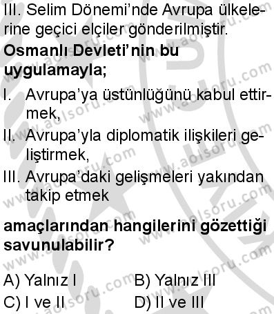 Seçmeli Tarih 1 Dersi 2025-2026 yılı 2. Dönem sınavı 8. Soru