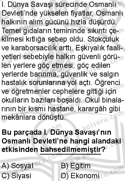 T.C. İnklap Tarihi ve Atatürkçülük 1 Dersi 2025-2026 yılı 2. Dönem sınavı 3. Soru