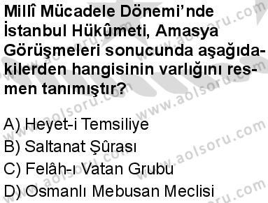 T.C. İnklap Tarihi ve Atatürkçülük 1 Dersi 2025-2026 yılı 2. Dönem sınavı 4. Soru