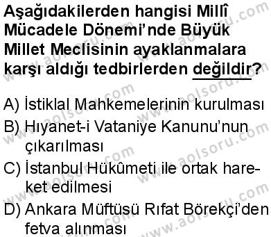 T.C. İnklap Tarihi ve Atatürkçülük 1 Dersi 2025-2026 yılı 2. Dönem sınavı 5. Soru