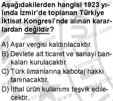 T.C. İnklap Tarihi ve Atatürkçülük 1 Dersi 2025-2026 yılı 2. Dönem sınavı 9. Soru