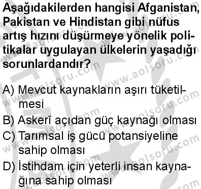 Coğrafya 2 Dersi 2025-2026 yılı 2. Dönem sınavı 5. Soru