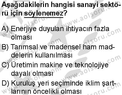 Coğrafya 2 Dersi 2025-2026 yılı 2. Dönem sınavı 6. Soru