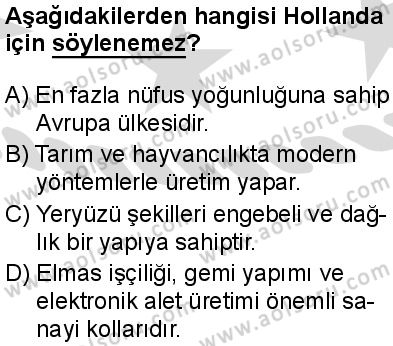 Seçmeli Coğrafya 2 Dersi 2025-2026 yılı 2. Dönem sınavı 6. Soru