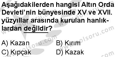 Seçmeli Ortak Türk Tarihi 2 Dersi 2025-2026 yılı 2. Dönem sınavı 1. Soru