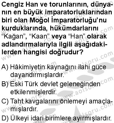Seçmeli Ortak Türk Tarihi 2 Dersi 2025-2026 yılı 2. Dönem sınavı 4. Soru
