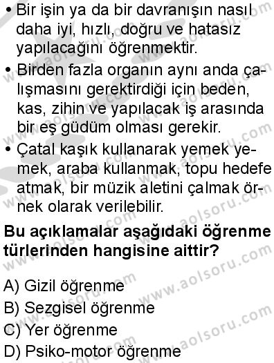 Seçmeli Psikoloji 2 Dersi 2025-2026 yılı 2. Dönem sınavı 4. Soru
