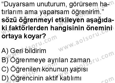 Seçmeli Psikoloji 2 Dersi 2025-2026 yılı 2. Dönem sınavı 5. Soru