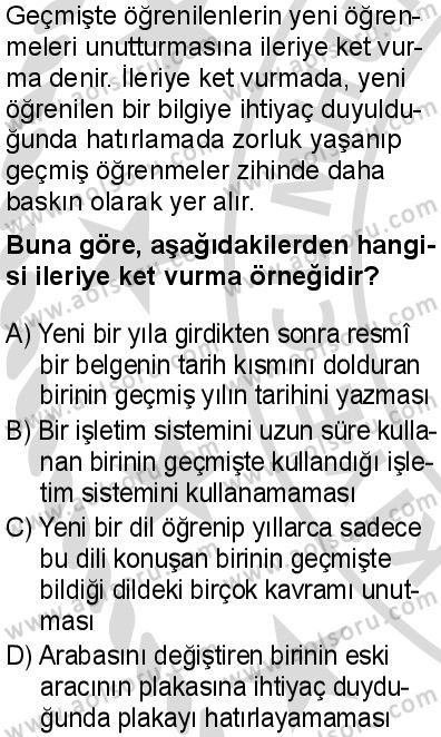 Seçmeli Psikoloji 2 Dersi 2025-2026 yılı 2. Dönem sınavı 7. Soru
